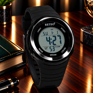 RETEO Touch Digital Round Dial Display MultiFunctional Sports Watch