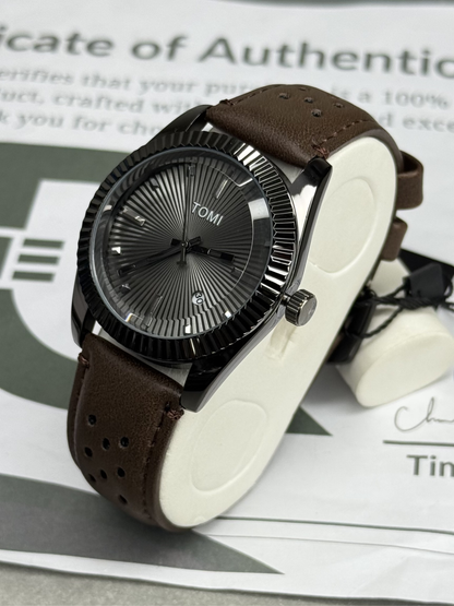 TOMI T-098 Premium Quality Round Dial Analog Quartz Movement Straps Watch