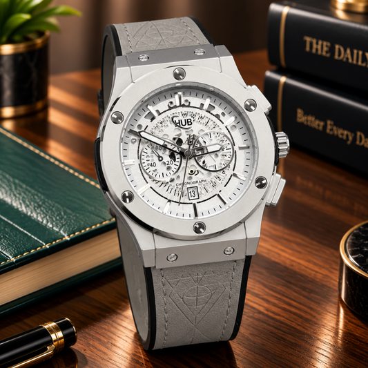 HUB Geneve Analog Display Straps Watch With Date Display & Master Lock