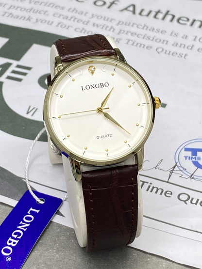 Longbo Analog Quartz Round Dial Stainless Steel Case Straps Watch For Men