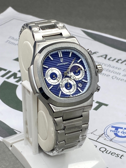 Men's Luxury Chronograph Working Analog Sweep Movement Chain Watch With Date Display