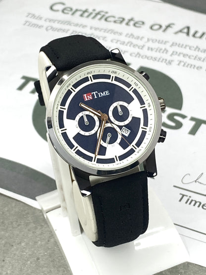 In Time Round Dial Analog Quartz Straps Watch With Date Display For Men