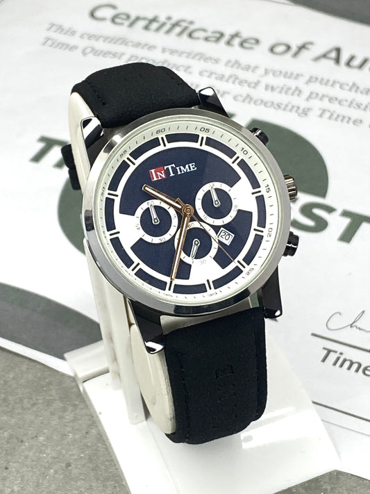 In Time Round Dial Analog Quartz Straps Watch With Date Display For Men