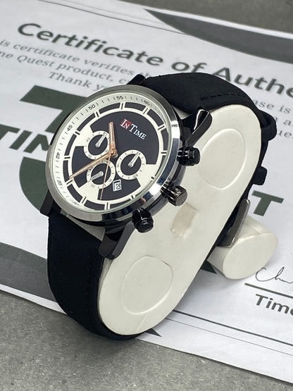 In Time Round Dial Analog Quartz Straps Watch With Date Display For Men