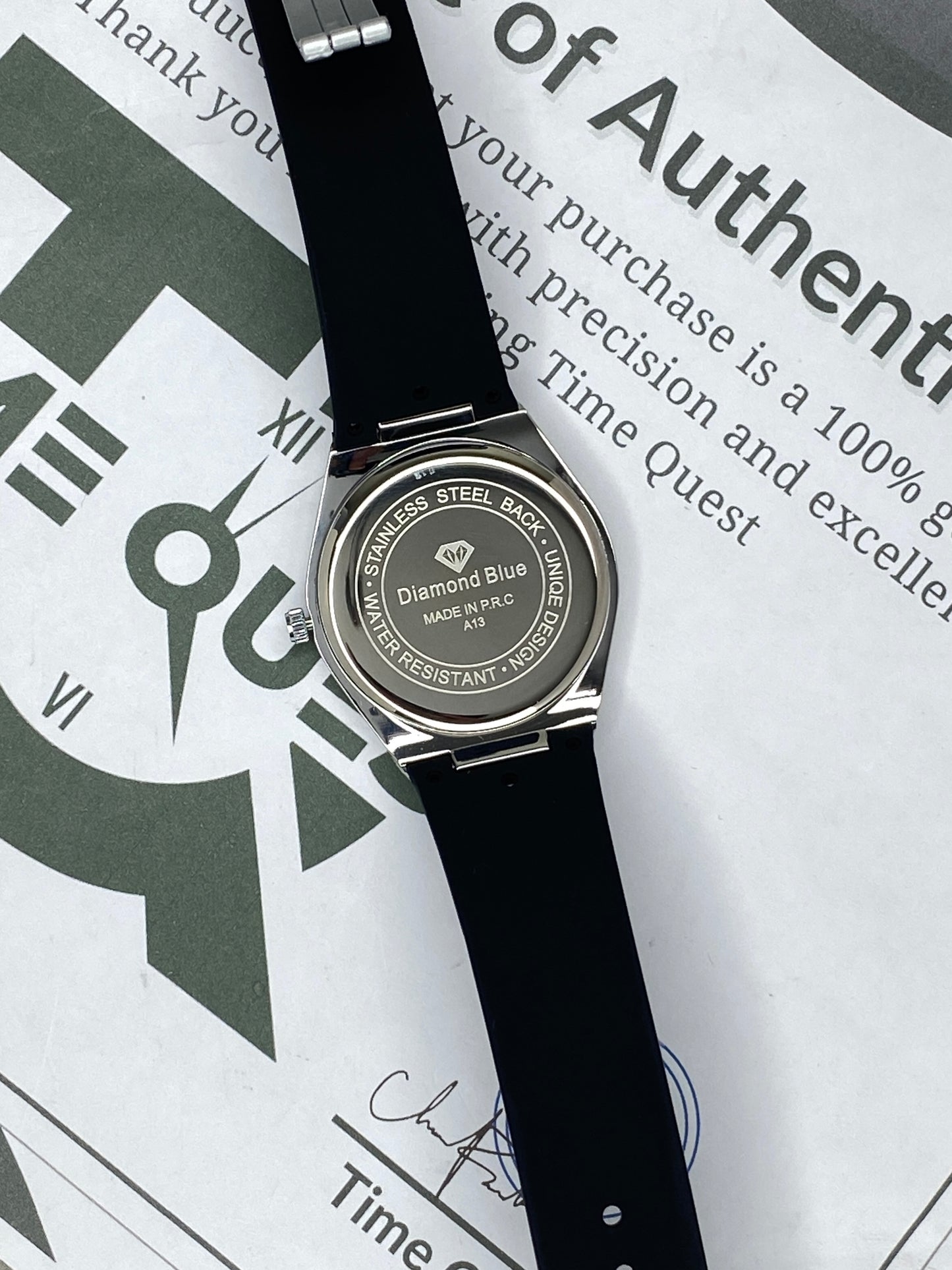 Diamond Blue Luxury Design Octagonal Dial Silicone Straps Watch For Men