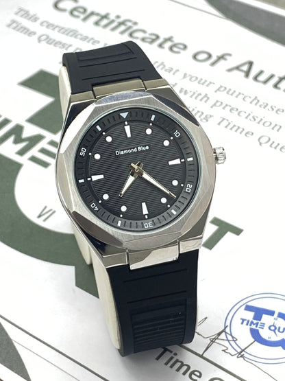 Diamond Blue Luxury Design Octagonal Dial Silicone Straps Watch For Men