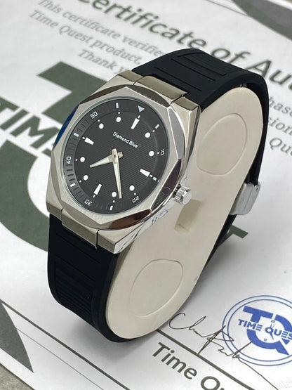 Diamond Blue Luxury Design Octagonal Dial Silicone Straps Watch For Men