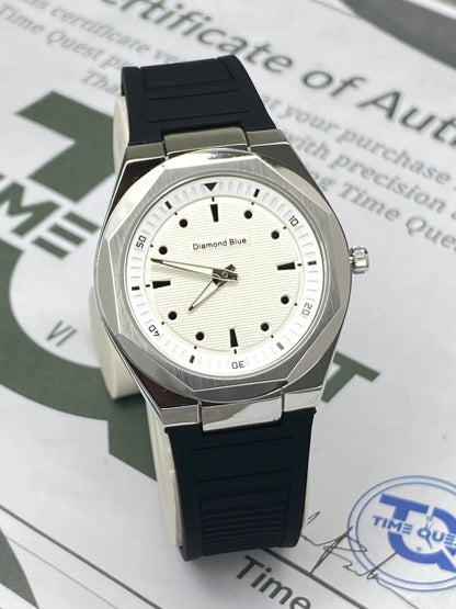 Diamond Blue Luxury Design Octagonal Dial Silicone Straps Watch For Men