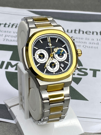 Men's Luxury Chronograph Working Analog Sweep Movement Chain Watch With Date Display