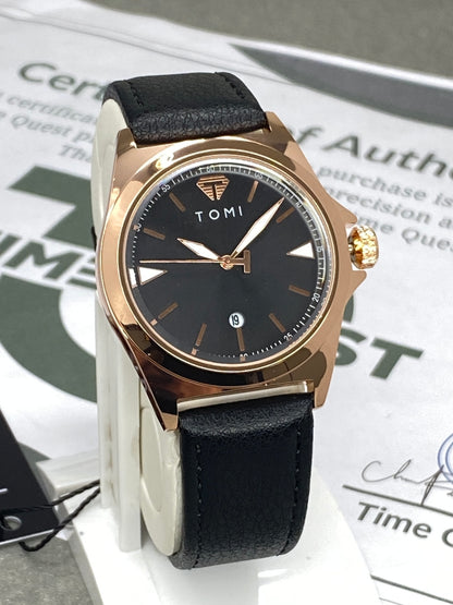 TOMI T-041 Analog Quartz Movement Round Dial Straps Watch With Date Display For Men