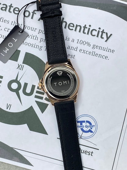 TOMI T-041 Analog Quartz Movement Round Dial Straps Watch With Date Display For Men