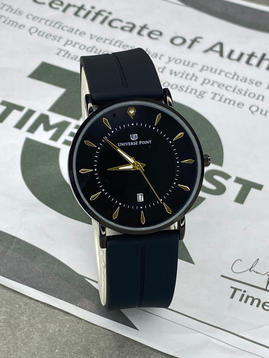 Universe Point Slim Design Round Dial Magnetic Master Lock & Silicone Straps Watch For Men