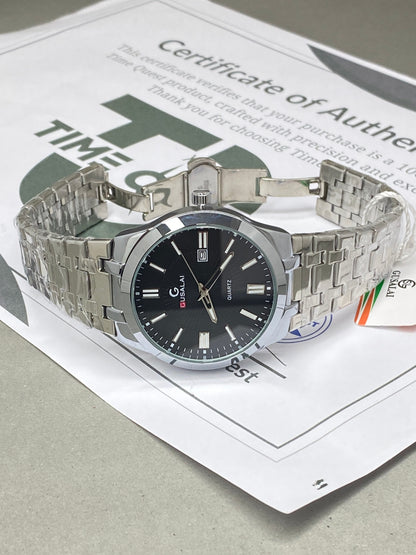 Gusalai Premium Chain Watch for Men – Analog Dial, Date Display & Butterfly Lock