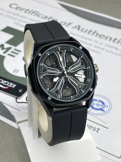 Kegio Magnetic Strap Watch with Spinning Wheel Dial & Silicone Straps