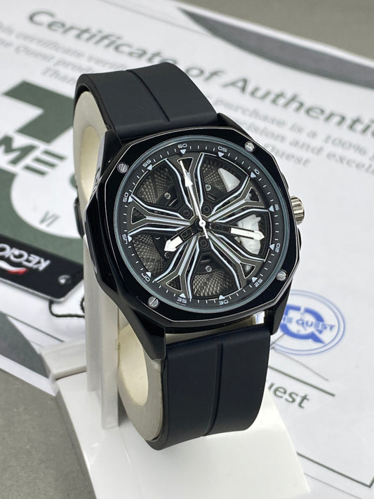 Kegio Magnetic Strap Watch with Spinning Wheel Dial & Silicone Straps