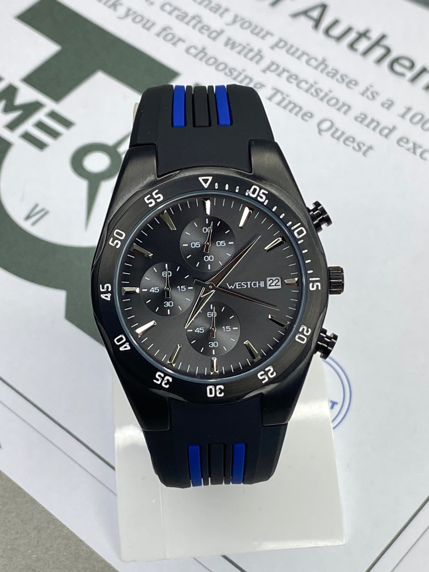 WESTCHI Chronograph Watch – Sleek Style with Silicone Rubber Comfort