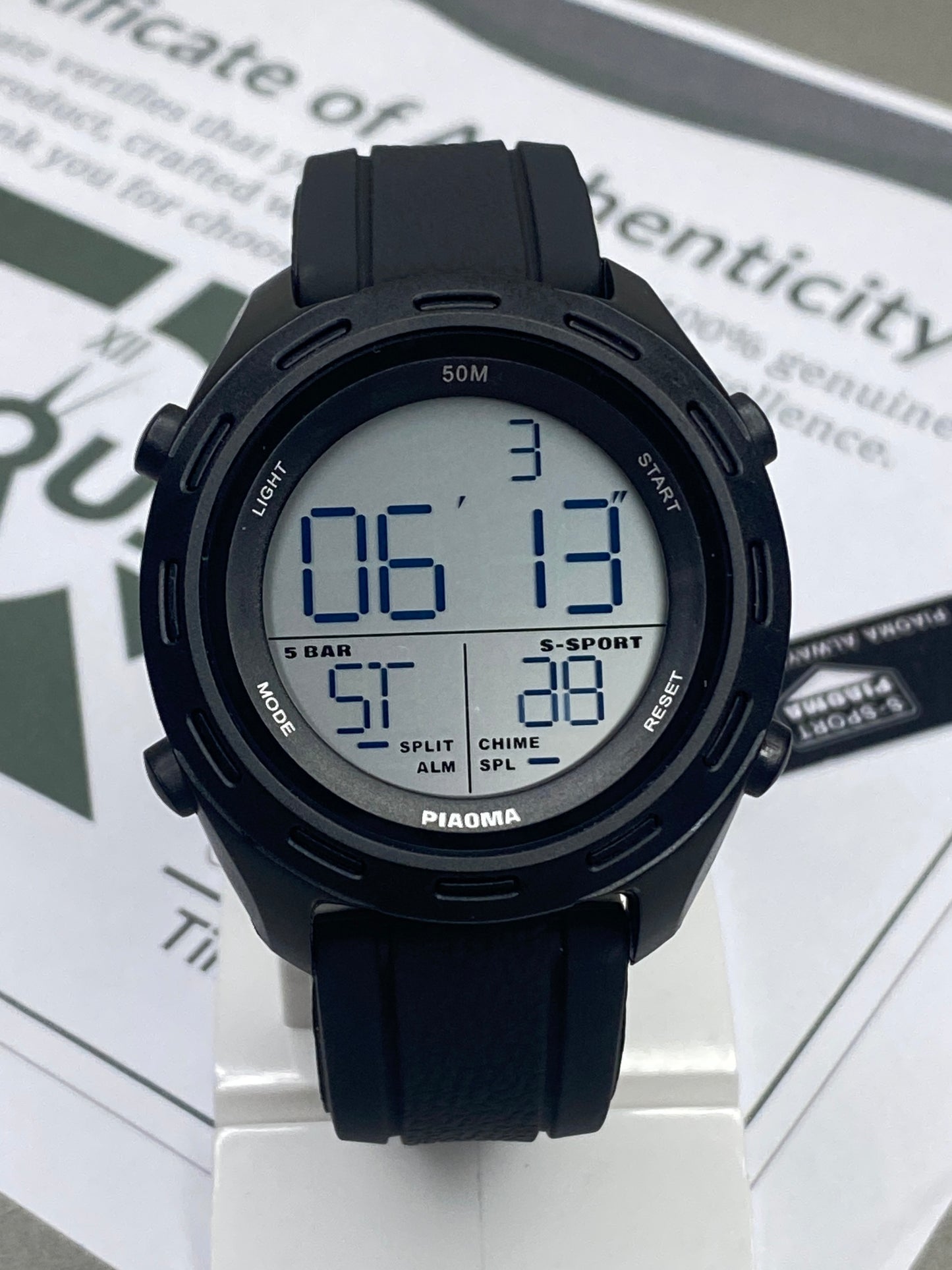 PIAOMA Multi Functional Sports Watch With Round Dial and Digital Display