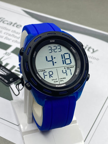 PIAOMA Multi Functional Sports Watch With Round Dial and Digital Display