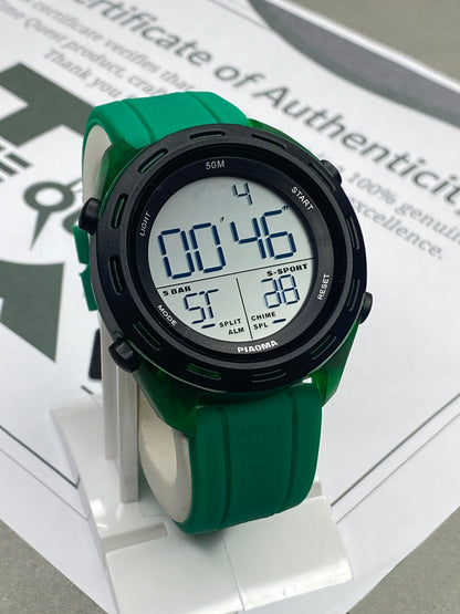 PIAOMA Multi Functional Sports Watch With Round Dial and Digital Display