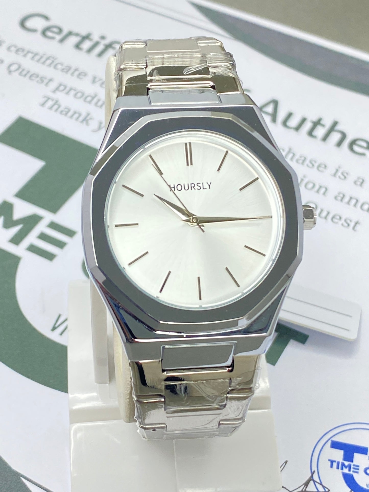 HOURSLY Octagonal Dial Stainless Steel Chain Analog Watch with Secure Butterfly Lock