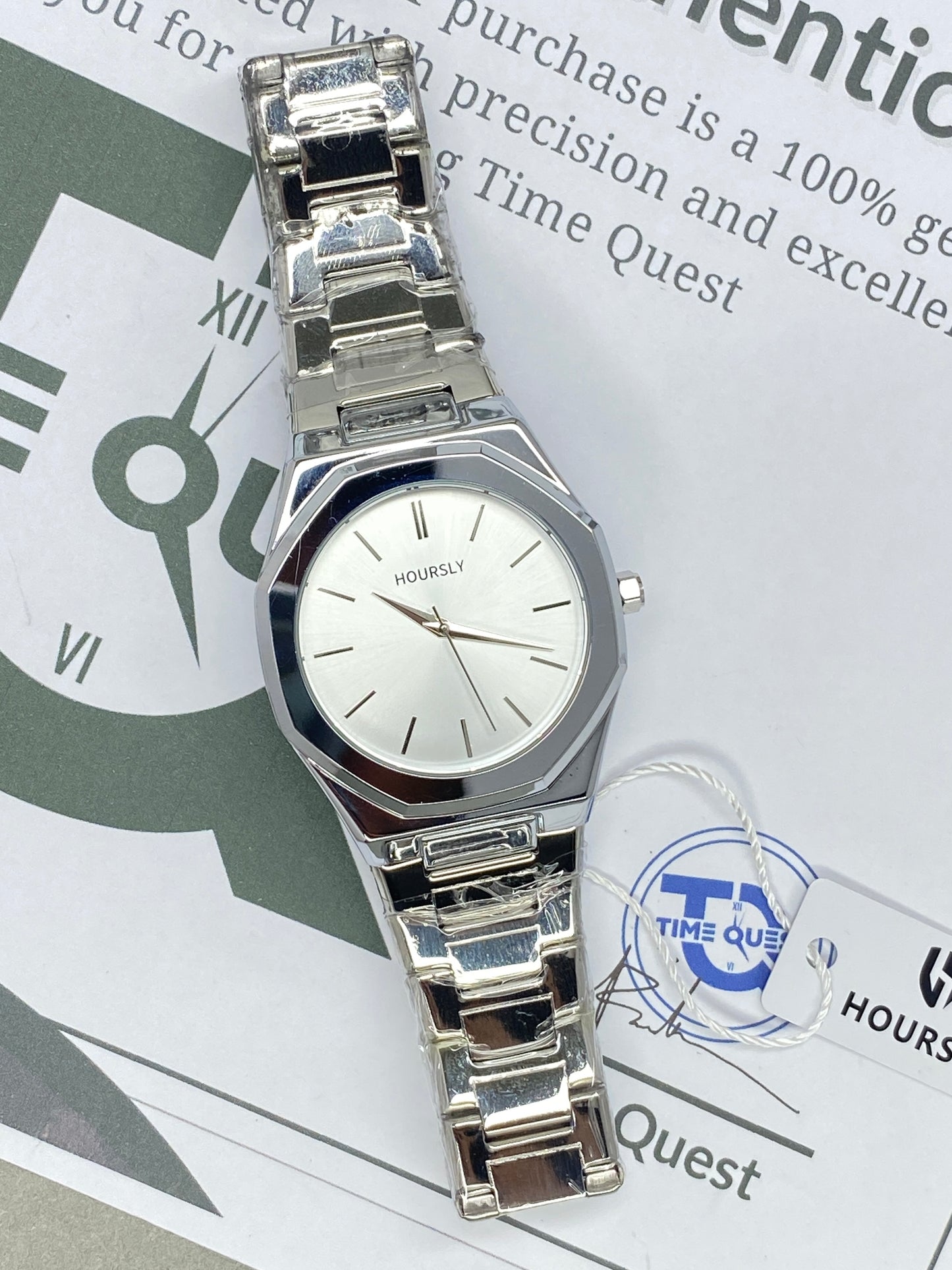 HOURSLY Octagonal Dial Stainless Steel Chain Analog Watch with Secure Butterfly Lock