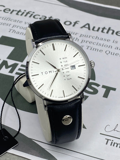 TOMI T-019 Classic Design Round Dial Straps Watch With Date & Day Display For Men