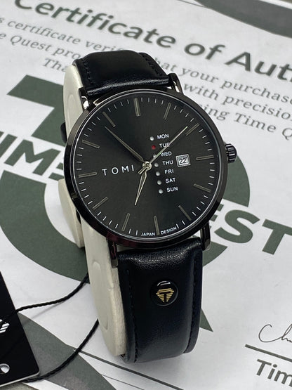 TOMI T-019 Classic Design Round Dial Straps Watch With Date & Day Display For Men