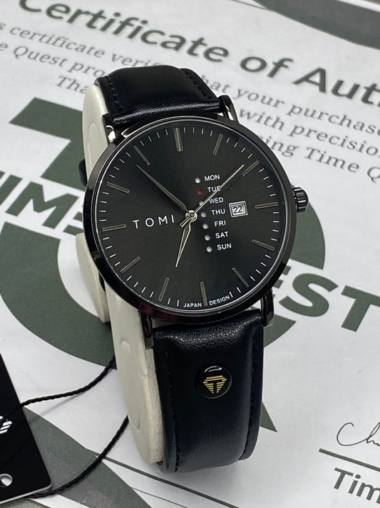 TOMI T-019 Classic Design Round Dial Straps Watch With Date & Day Display For Men