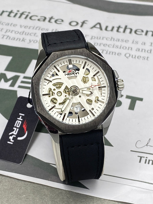 HERYI Men's Octagonal Dial Analog Quartz Movement Straps Watch With Date Display