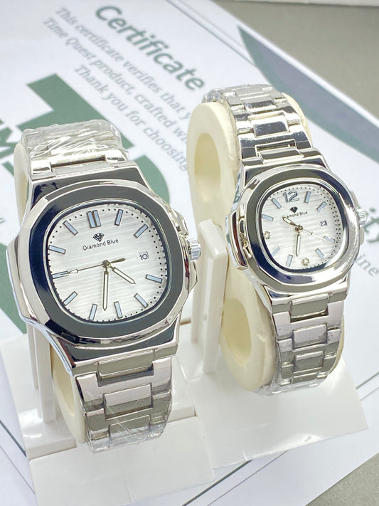 DIAMOND BLUE Analog Stainless Steel Made Couple Watch