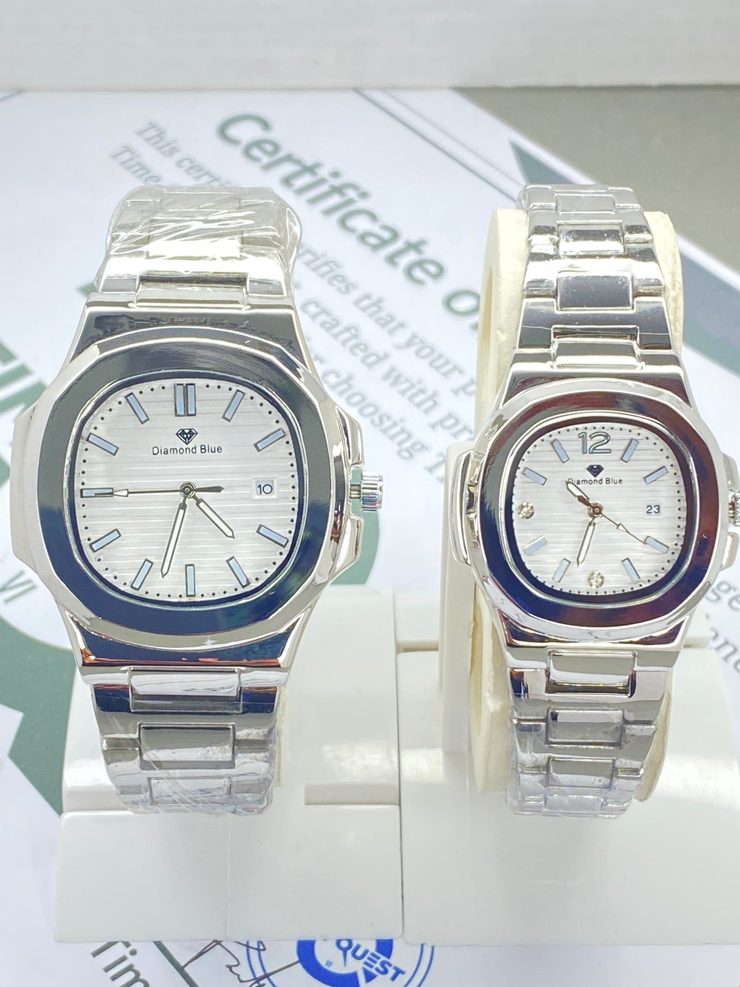 DIAMOND BLUE Analog Stainless Steel Made Couple Watch