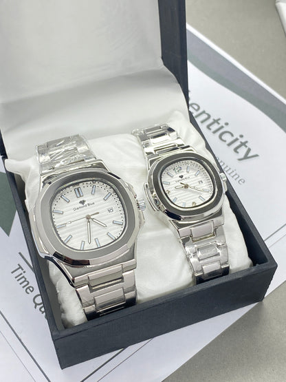 DIAMOND BLUE Analog Stainless Steel Made Couple Watch