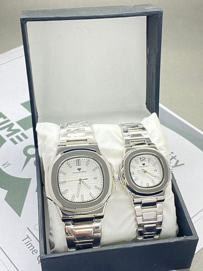 DIAMOND BLUE Analog Stainless Steel Made Couple Watch
