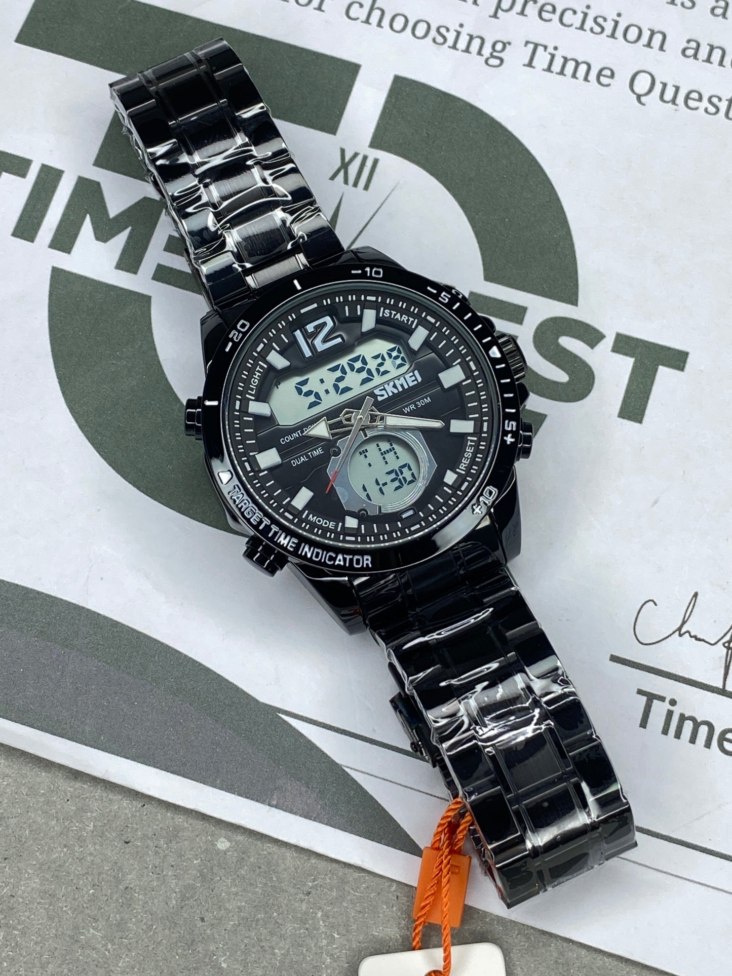 SKMEI 1391 Dual Time Multi Functional Stainless Steel Chain Watch For Men