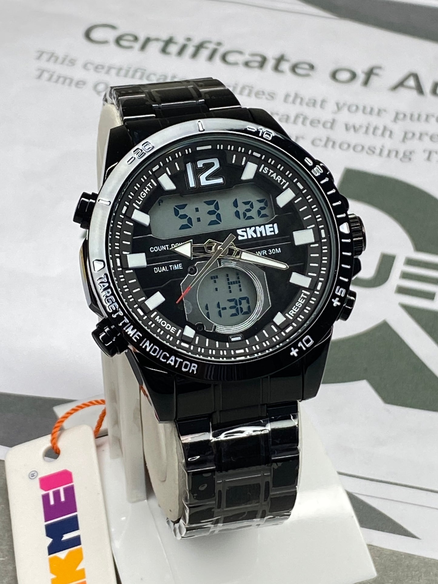 SKMEI 1391 Dual Time Multi Functional Stainless Steel Chain Watch For Men