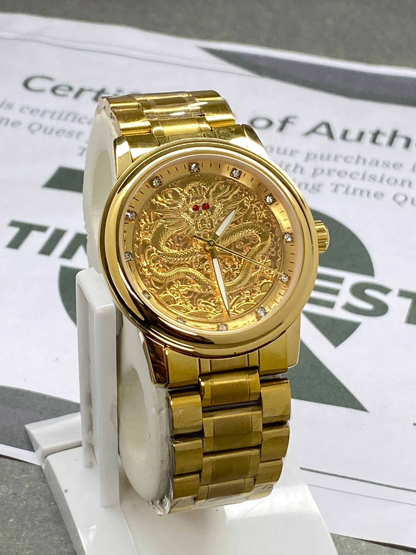 Gold Dragon Luxury Chain Watch With Butterfly Lock For Men