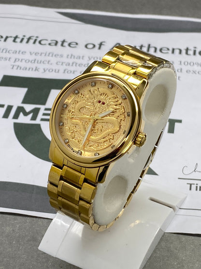 Gold Dragon Luxury Chain Watch With Butterfly Lock For Men