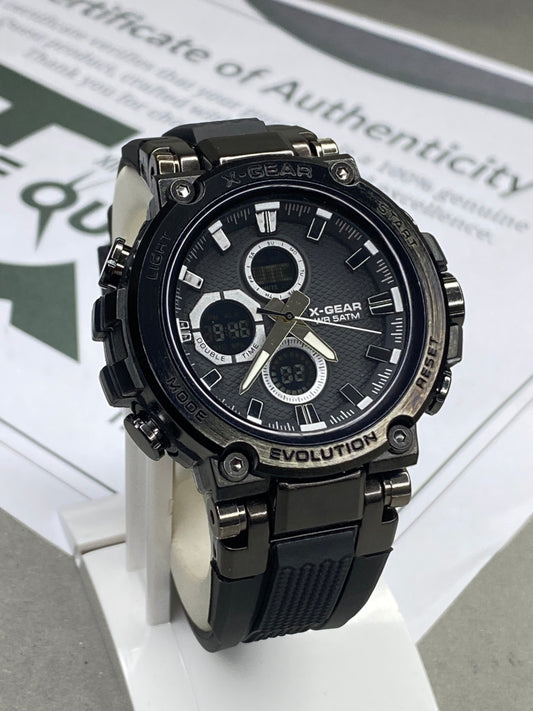 X GEAR-3897 Dual Time Round Display Sports Watch for Men
