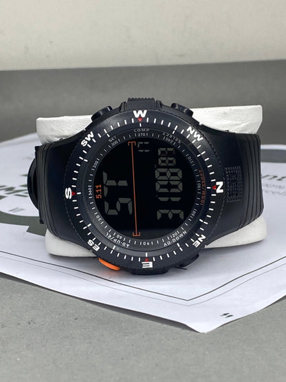 Men's Round Dial Rotatable Bezel Digital Display Multifunctional Sports Watch