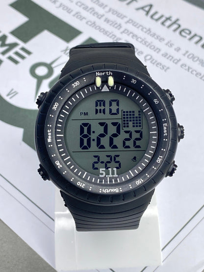 Men's Digital Display Round Dial Rotatable Bezel Multifunctional Sports Watch