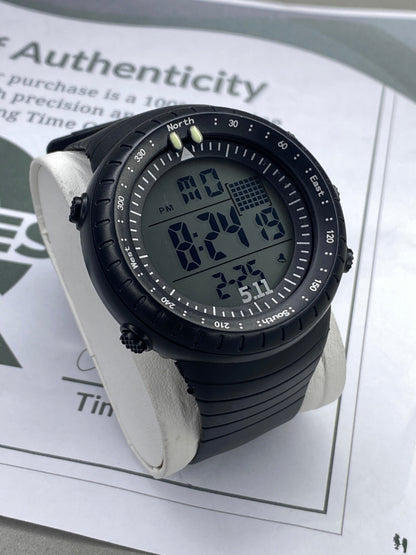 Men's Digital Display Round Dial Rotatable Bezel Multifunctional Sports Watch