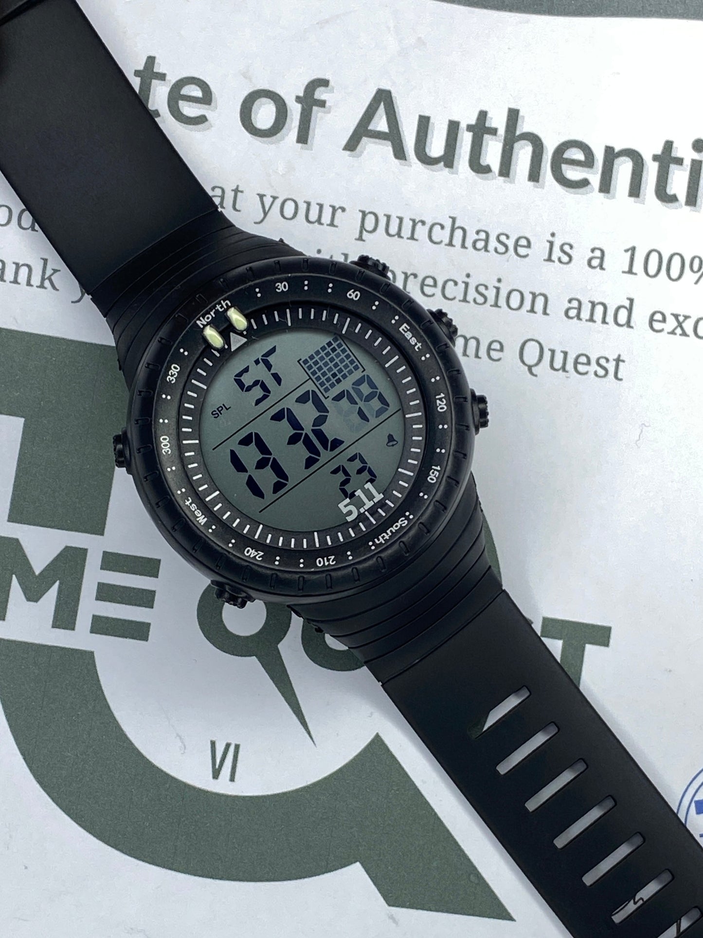 Men's Digital Display Round Dial Rotatable Bezel Multifunctional Sports Watch