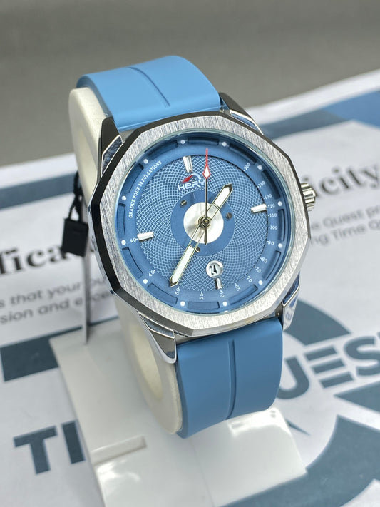 Heyri - Texture Design Magnetic Lock & Silicone Straps Wrist Watch For Men