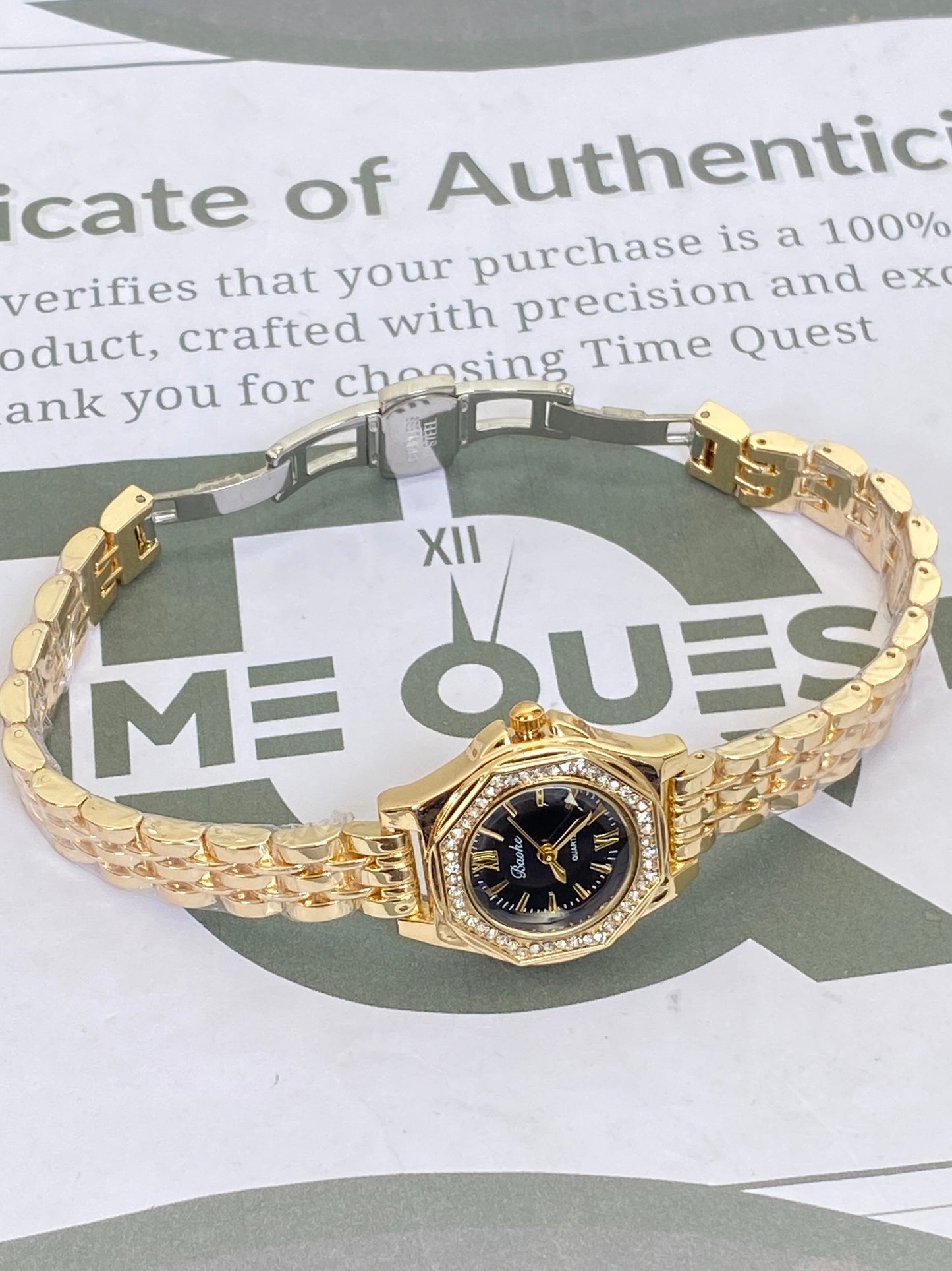 Baoki Premium Octagonal Dial Chain Watch for Women with Luxury Stainless Steel Design