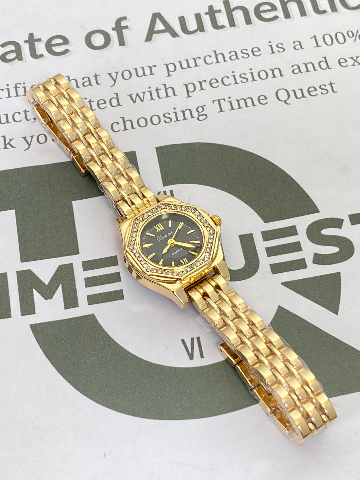 Baoki Premium Octagonal Dial Chain Watch for Women with Luxury Stainless Steel Design