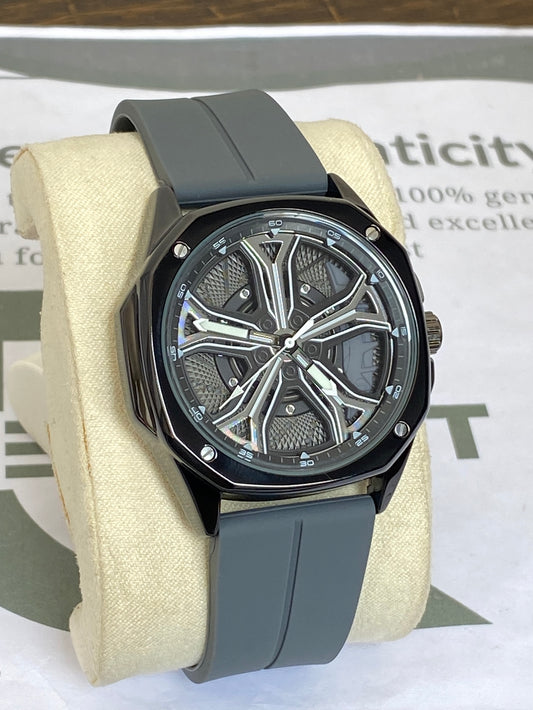 KEGIO Stylish Rotatory Wheel Dial Analog Quartz Men’s Watch with Silicone Strap and Magnetic Lock