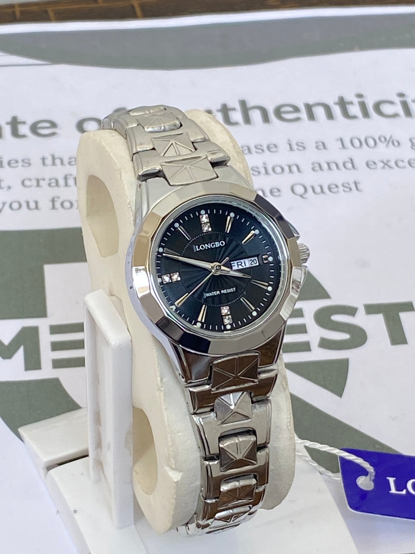 Longbo Couple Premium Chain Watches With Analog Quartz movement Day & Date Display