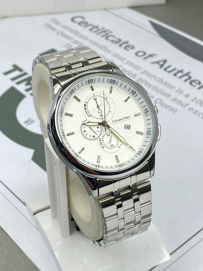Cristiano Aillen Men’s Round Dial Stainless Steel Watch with Date Display