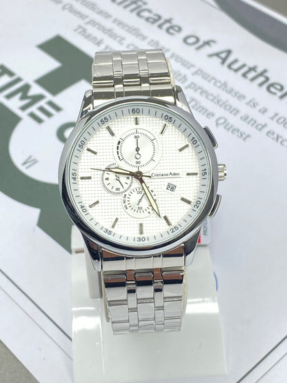 Cristiano Aillen Men’s Round Dial Stainless Steel Watch with Date Display