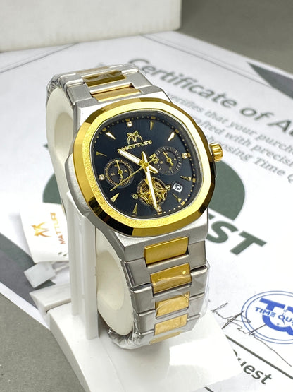 MATTURI Men’s Luxury Chronograph Working Stainless Steel Chain Watch With Date Display